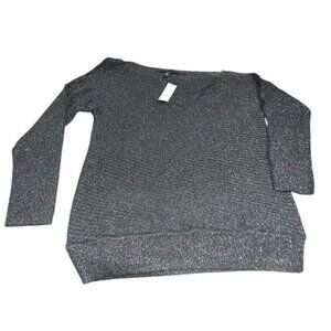 New! White House Black Market Metallic Charcoal Off Shoulder Sweater - Size Medi